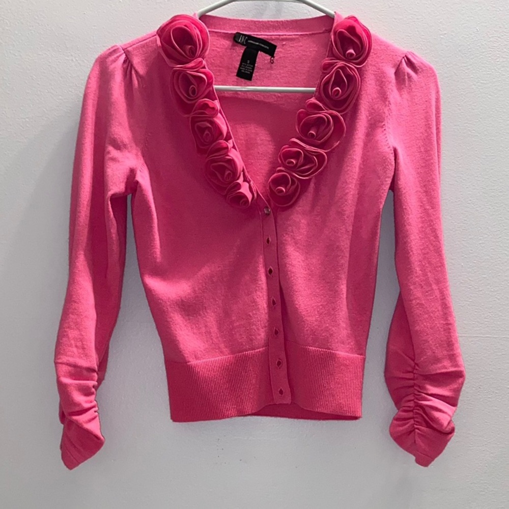 PINK FLORAL DESIGN CARDIGAN